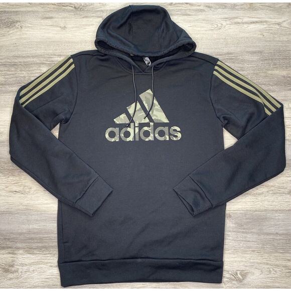 Adidas Originals Mini Logo Men's Essentials Hoodie Sweatshirt - Black Camo Logo - Picture 1 of 4